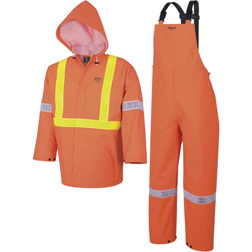 R85 Element FR FR 3-Piece Safety Rain Suit, PVC, Small, High-Visibility Orange Fastek