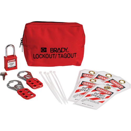 Lockout Tagout Kit with Nylon Safety Padlock in Pouch, Electrical Kit, 14 Components Fastek