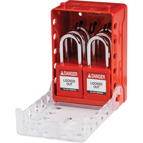 Ultra Compact Group Lockout Box with Nylon Safety Lockout Padlocks, Red Fastek