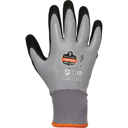 Gants de travail Hydrofuges et enduits pour l'hiver ProFlex 7501, Petit, R&ecirc;vetement Nitrile/Latex, Calibre 10/15, Enveloppe en Polyester Fastek