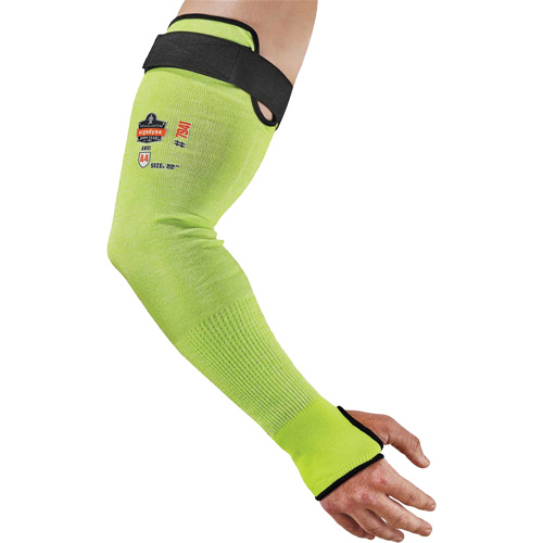 ProFlex 7941-PR Cut-Resistant Protective Arm Sleeve, TenaLux, 22", ASTM ANSI Level A4/EN 388 Level D, High Visibility Lime Fastek