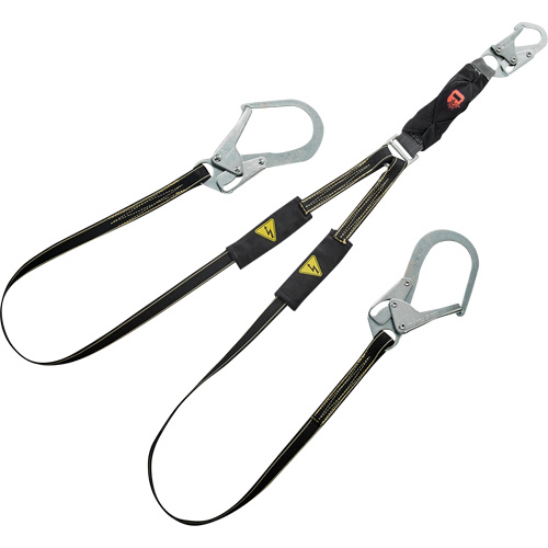 V-Series Welding Energy Absorbing Lanyard, 6', Rebar Hook Center, Snap Hook Leg Ends, Kevlar&reg;/Metal/Nylon Fastek