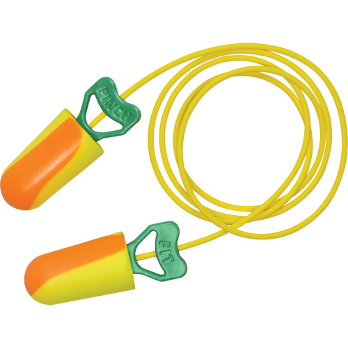 Bouchons d'oreilles biosourc&eacute;s PinchFit BioSoft, Vrac - Boîte, Avec cordon Fastek