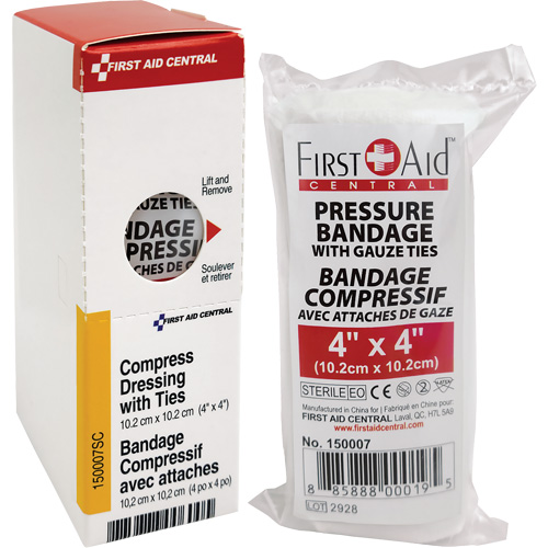 SmartCompliance&reg; Refill Compress Pressure Bandage with Ties, 4" L x 4" W Fastek