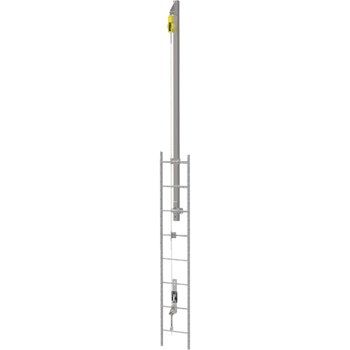 Latchways&reg; Vertical Ladder Lifeline with SRL Ladder Extension Post Kit, Stainless Steel Fastek