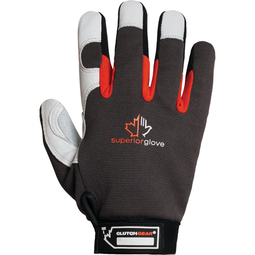Clutch Gear&reg; Thinsulate Mechanic's Gloves, Grain Goatskin/Split Leather Palm, Size Small/7 Fastek