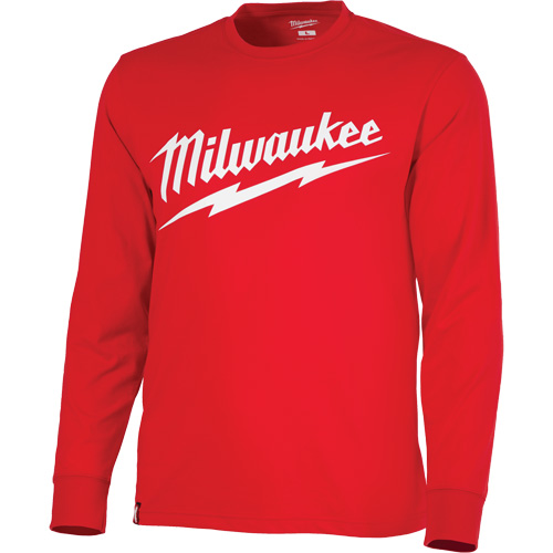 Chandail &agrave; manches longues tr&egrave;s r&eacute;sistant avec logo Milwaukee, Hommes, Petit, Rouge Fastek