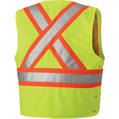 131 Veste de s&eacute;curit&eacute; avec c&ocirc;t&eacute;s r&eacute;glables, Jaune lime haute visibilit&eacute;, Moyen/Petit, Polyester Fastek