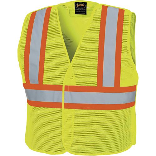 598P Tear-Away Mesh Safety Vest, High Visibility Lime-Yellow, Medium/Small, Polyester Fastek