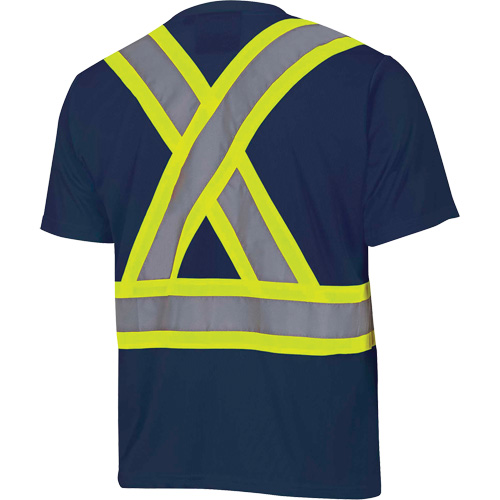 6992N Bird's-Eye Safety Shirt, Polyester, Medium, Navy Blue Fastek