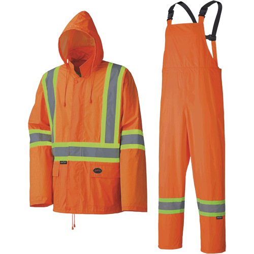 5598 Combinaison de pluie imperm&eacute;able et l&eacute;g&egrave;re, Polyester/PVC, Petit, Orange haute visibilit&eacute; Fastek