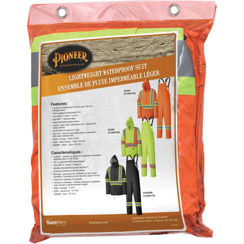 5598 Combinaison de pluie imperm&eacute;able et l&eacute;g&egrave;re, Polyester/PVC, Petit, Orange haute visibilit&eacute; Fastek