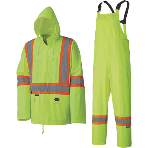 5599 Combinaison de pluie imperm&eacute;able et l&eacute;g&egrave;re, Polyester/PVC, T-petit, Jaune lime haute visibilit&eacute; Fastek