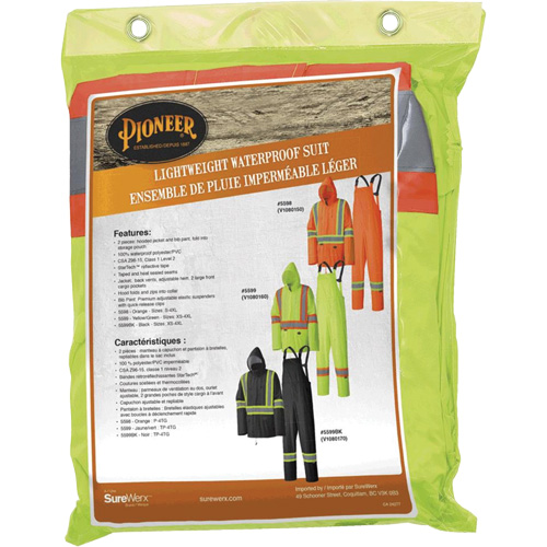 5599 Combinaison de pluie imperm&eacute;able et l&eacute;g&egrave;re, Polyester/PVC, T-petit, Jaune lime haute visibilit&eacute; Fastek