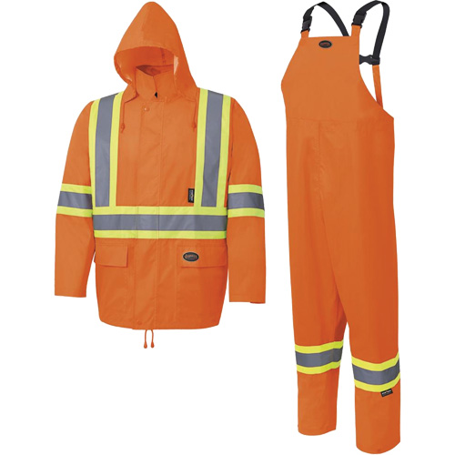 5618 Combinaison de pluie 150D, Polyester/Polyur&eacute;thane, Petit, Orange haute visibilit&eacute; Fastek