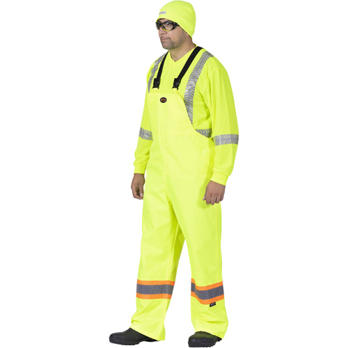 5629 The Rock 300D Bib Pants, Polyester, Large, High Visibility Lime-Yellow Fastek