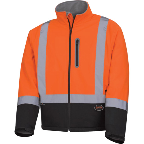 5679 Mechanical-Strength Softshell Safety Jacket, Black/High Visibility Orange, Large Fastek