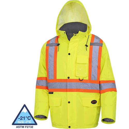 5031 Waterproof Quilted Safety Parka, High Visibility Lime-Yellow, Small Fastek
