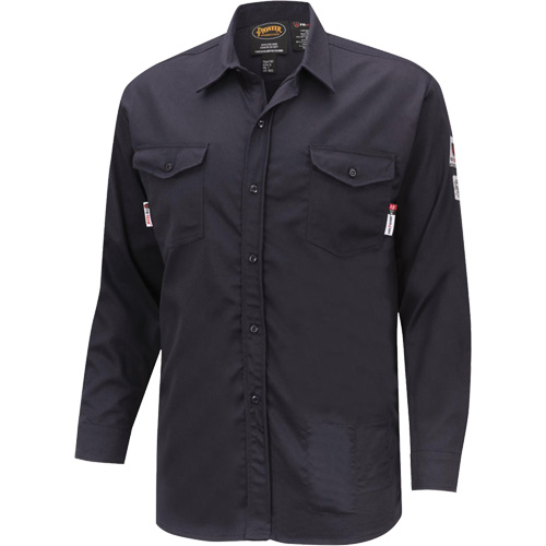 7742 FR-Tech&reg; Flame-Resistant Safety Shirt, Small, Navy Blue Fastek