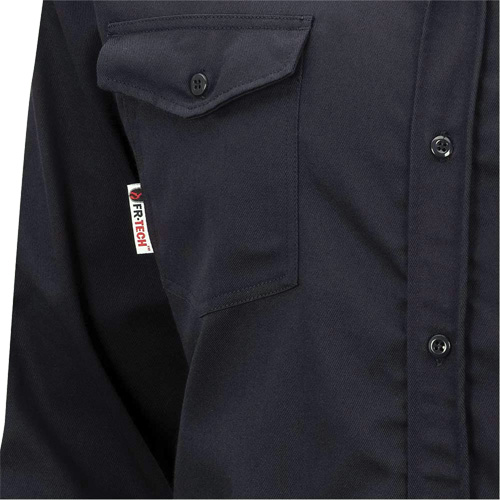 7742 FR-Tech&reg; Flame-Resistant Safety Shirt, Small, Navy Blue Fastek