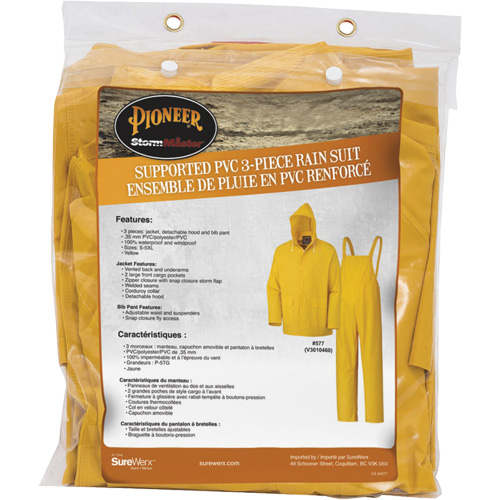 577 3-Piece Rain Suit, Polyester/PVC, 6X-Large, Yellow Fastek