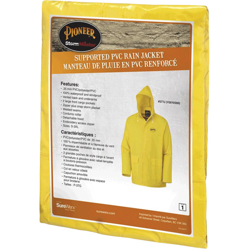 577J Rain Jacket, Polyester/PVC, Small, Yellow Fastek
