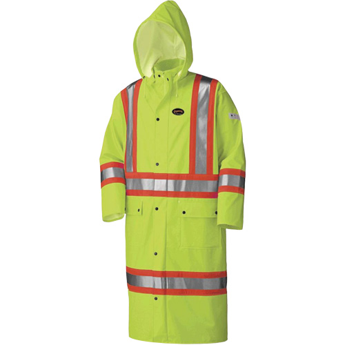 5897 Flame Resistant Waterproof Long Coat, Large, High Visibility Lime-Yellow Fastek