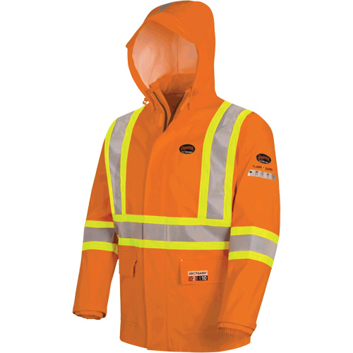 5880 Manteau de pluie ignifuge et protection contre les &eacute;clats d'arc &eacute;lectrique, T-petit, Orange haute visibilit&eacute;, 10 cal/cm² Fastek