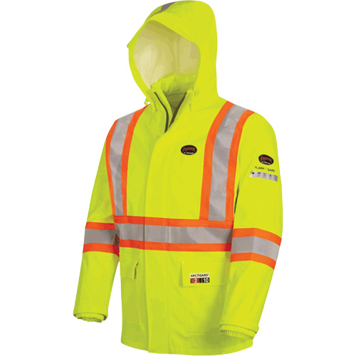 5881 Manteau de pluie ignifuge et protection contre les &eacute;clats d'arc &eacute;lectrique, T-petit, Jaune haute visibilit&eacute;, 10 cal/cm² Fastek