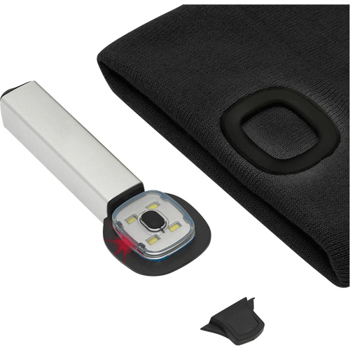 5678 Tuque en tricot avec lampe frontale &agrave; DEL, Doublure en Molleton, Taille unique, Noir Fastek