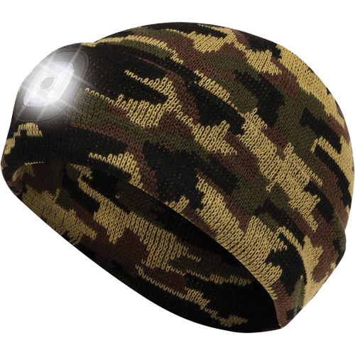 5677 Tuque en tricot avec lampe frontale &agrave; DEL, Doublure en Molleton, Taille unique, Camo Fastek