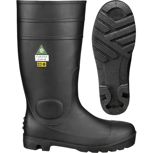 1022 Bottes de s&eacute;curit&eacute;, PVC, Embout Acier, Pointure 10, Semelle R&eacute;sistant aux perforations Fastek