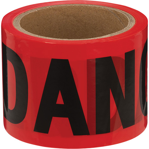 388 Danger Tape, Bilingual, 3" W x 200' L, 1.5 mils, Black on Red Fastek