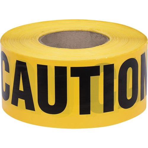 387 Caution Tape, English, 3" W x 1000' L, 1.5 mils, Black on Yellow Fastek