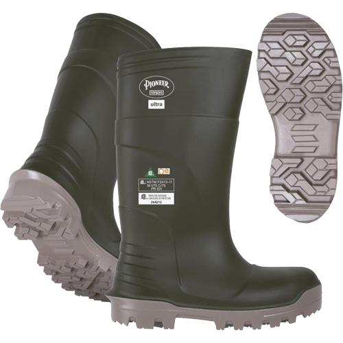 B105FUL.GR Pioneer Ultra Boots, Polyurethane, Steel/Composite Toe, Size 6, Puncture Resistant Sole Fastek