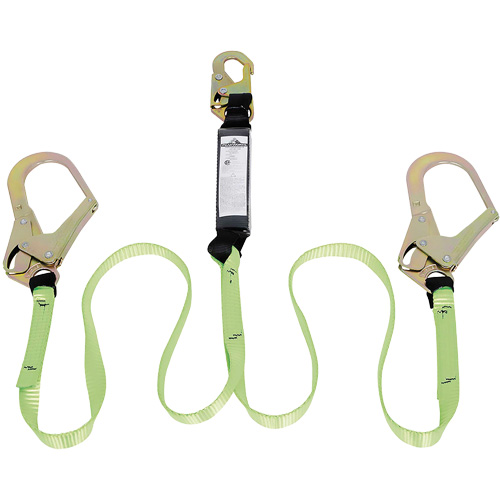SA-54022-6 Shock Absorbing Lanyard, 6', Rebar Hook Center, Snap Hook Leg Ends, Polyester Fastek