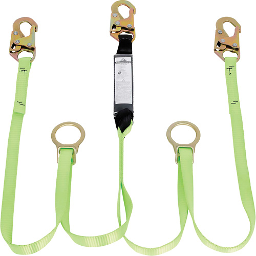 SA-54055-6 Shock Absorbing Lanyard, 6', Snap Hook Center, Snap Hook Leg Ends, Polyester Fastek