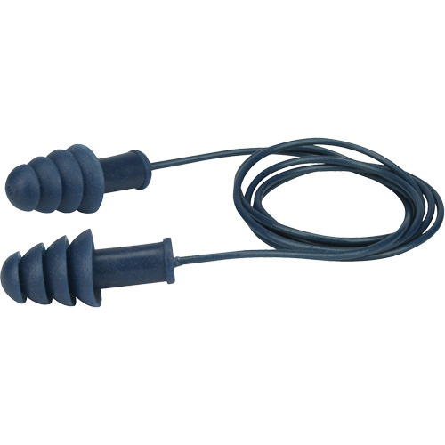 Bouchons doreilles en TPR d&eacute;tectables et r&eacute;utilisables, Avec cordon, Vrac - Boîte, 27 dB NRR, Taille unique Fastek