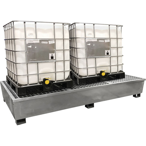 Ultra-Twin IBC Spill Pallet en acier, Capacit&eacute; de d&eacute;versement 370 gal. US, 103,8" x 26,8" x 51,1" Fastek
