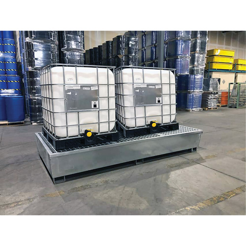 Ultra-Twin IBC Spill Pallet en acier, Capacit&eacute; de d&eacute;versement 370 gal. US, 103,8" x 26,8" x 51,1" Fastek