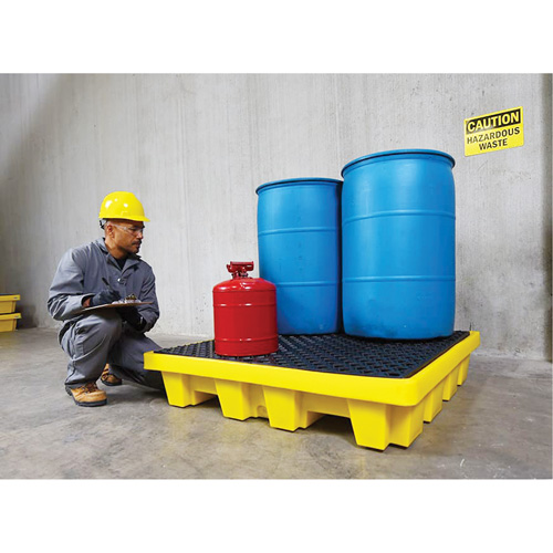 4-Drum Nestable Ultra-Spill Pallet&reg;, 66 US gal. Spill Capacity, 51" x 51" x 10" Fastek