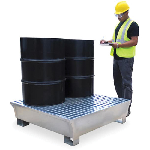 4-Drum Steel Ultra-Spill Pallet&reg;, 68 US gal. Spill Capacity, 49.1" x 47.1" x 10.9" Fastek