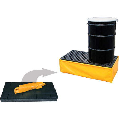 Ultra-Spill Pallet flexible, 2 barils, Capacit&eacute; de d&eacute;versement 66 gal. US, 48" x 24" x 14" Fastek