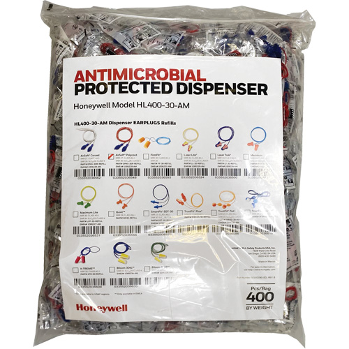 AS-30R Earplugs Refill for HL400 Dispenser, Bulk - Polybag, Corded Fastek