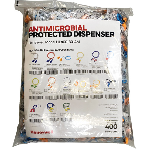 Recharge de bouchons doreille FF-30 pour le distributeur HL400, Vrac - Sac en poly, Avec cordon Fastek
