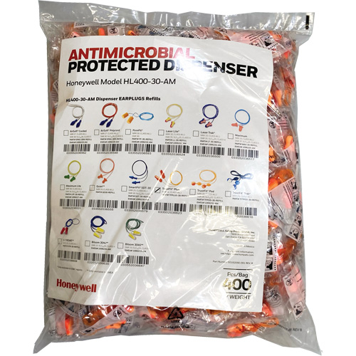 Recharge de bouchons doreille TFP-30 pour le distributeur HL400, Vrac - Sac en poly, Avec cordon Fastek