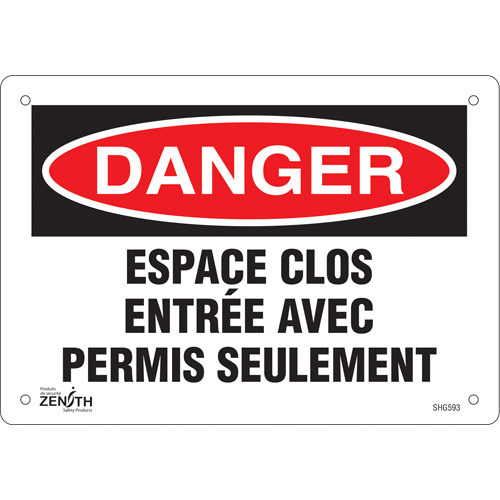 Enseigne  Espace clos , 7" x 10", Plastique, Français Fastek