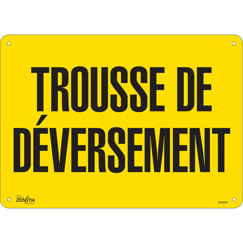 Enseigne  Trousse de d&eacute;versement , 10" x 14", Plastique, Français Fastek