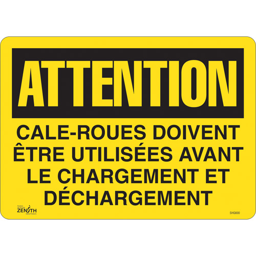 Enseigne  Cale-roues doivent &ecirc;tre utilis&eacute;es , 14" x 10", Vinyle, Français Fastek