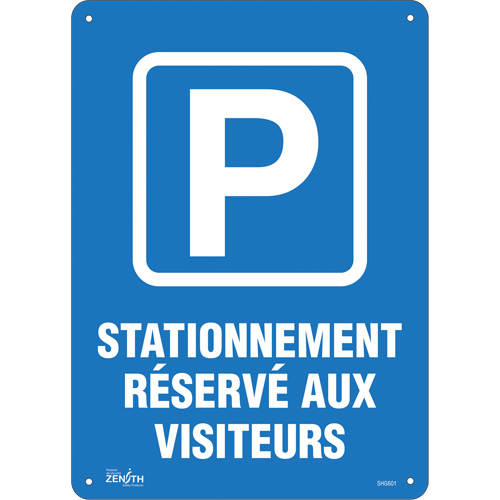 "Stationnement r&eacute;serv&eacute; aux visiteurs" Sign, 10" x 14", Plastic, French with Pictogram Fastek